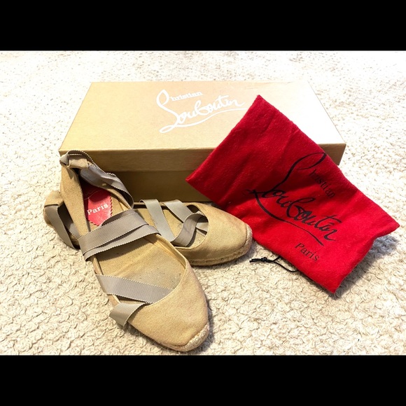 New sz 5 / 35 Christian Louboutin Navy Espasneak Lace up  Christian Louboutin espadrille lace up flat